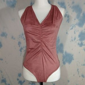 Polly Esther dusty pink womens body suit size L